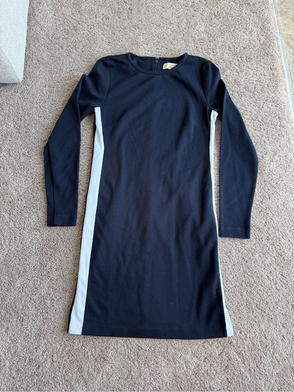 Michael Kors Black Long-Sleeve Sheath Dress with White Side Panels
